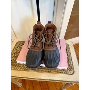 Sperry Avenue Duck Boots Mens 8.5 Brown Black Waterproof STS22783